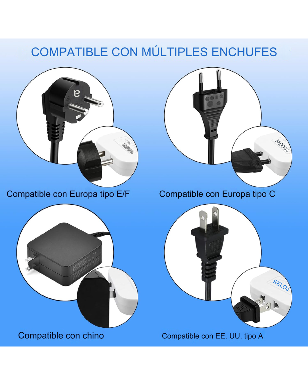 Enchufe Plano 180° 3 en 1